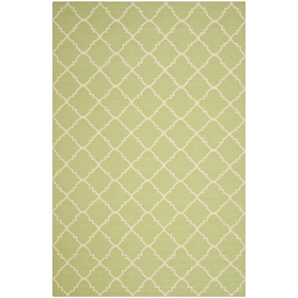 Safavieh DHU554A-5 Dhurries Area Rug in LIGHT GREEN / IVORY