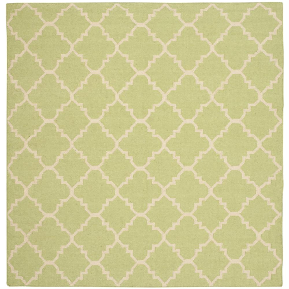 Safavieh DHU554A-8SQ Dhurries Area Rug in LIGHT GREEN / IVORY