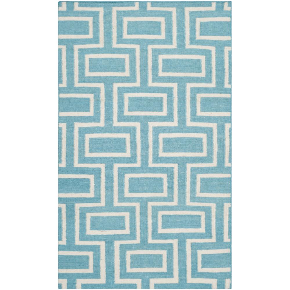 Safavieh DHU562A-3 Dhurries Area Rug in Light Blue / Ivory