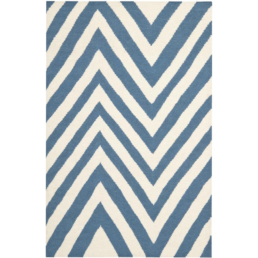Safavieh DHU568A-3 Dhurries Area Rug in Blue / Ivory