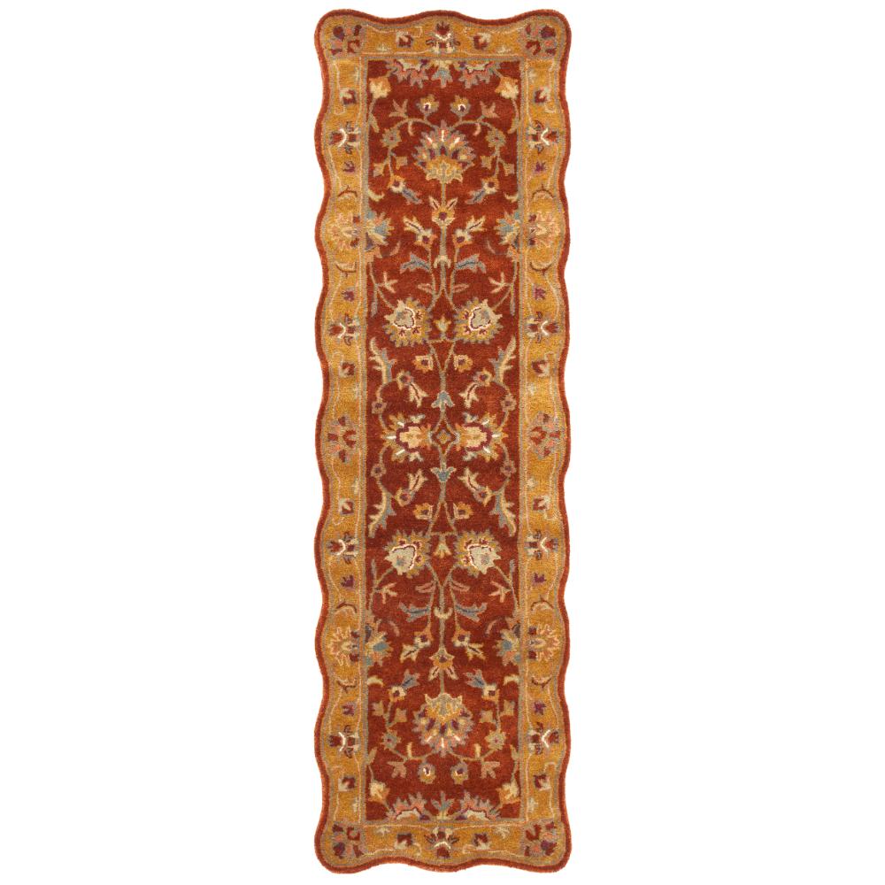 Safavieh HG820A-28S Heritage Area Rug in Red / Natural with scalloped edges.