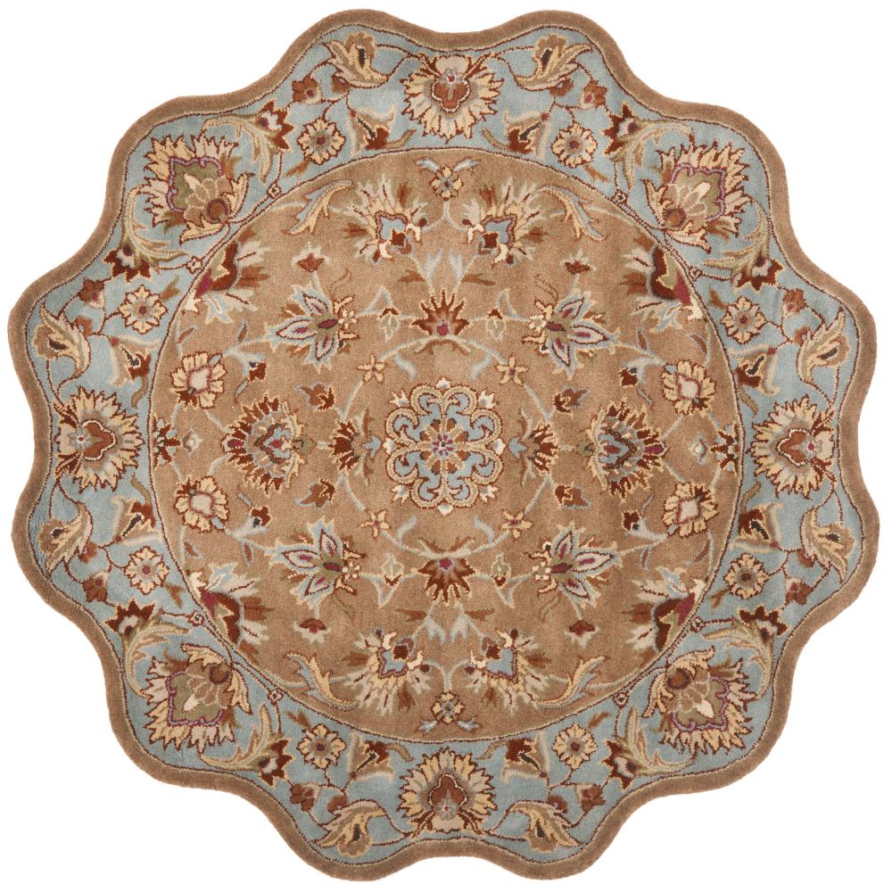 Safavieh HG821A-6RS Heritage Area Rug in Beige / Blue with scalloped edges.