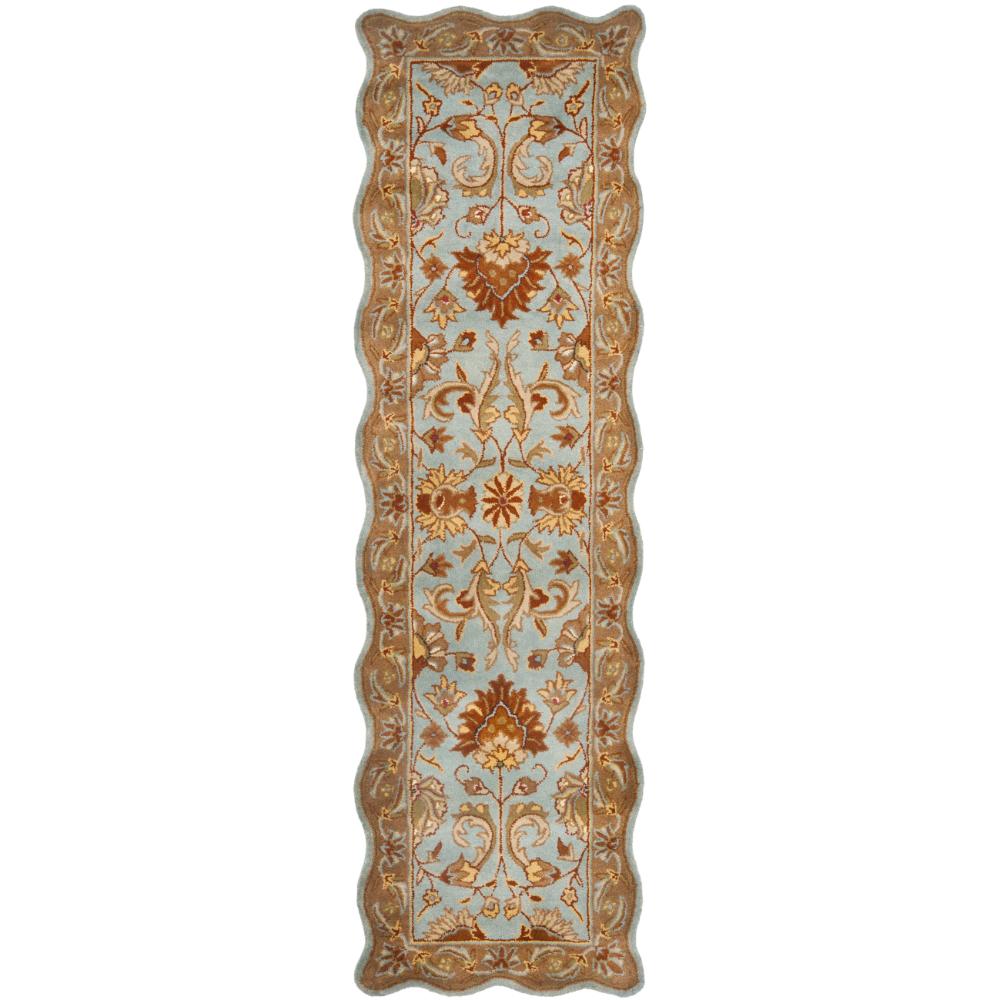 Safavieh HG822A-28S Heritage Area Rug in Blue / Beige with scalloped edges.