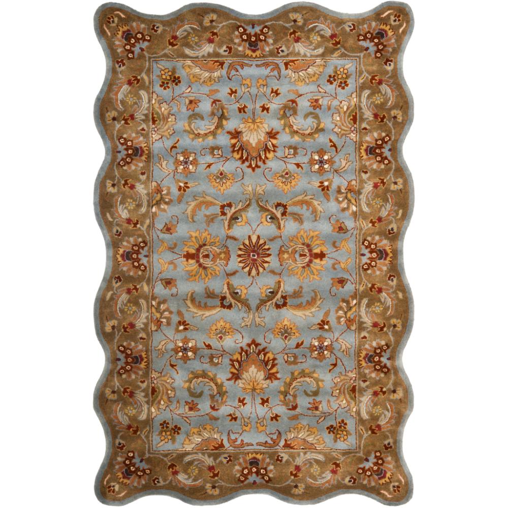Safavieh HG822A-4S Heritage Area Rug in Blue / Beige with scalloped edges.