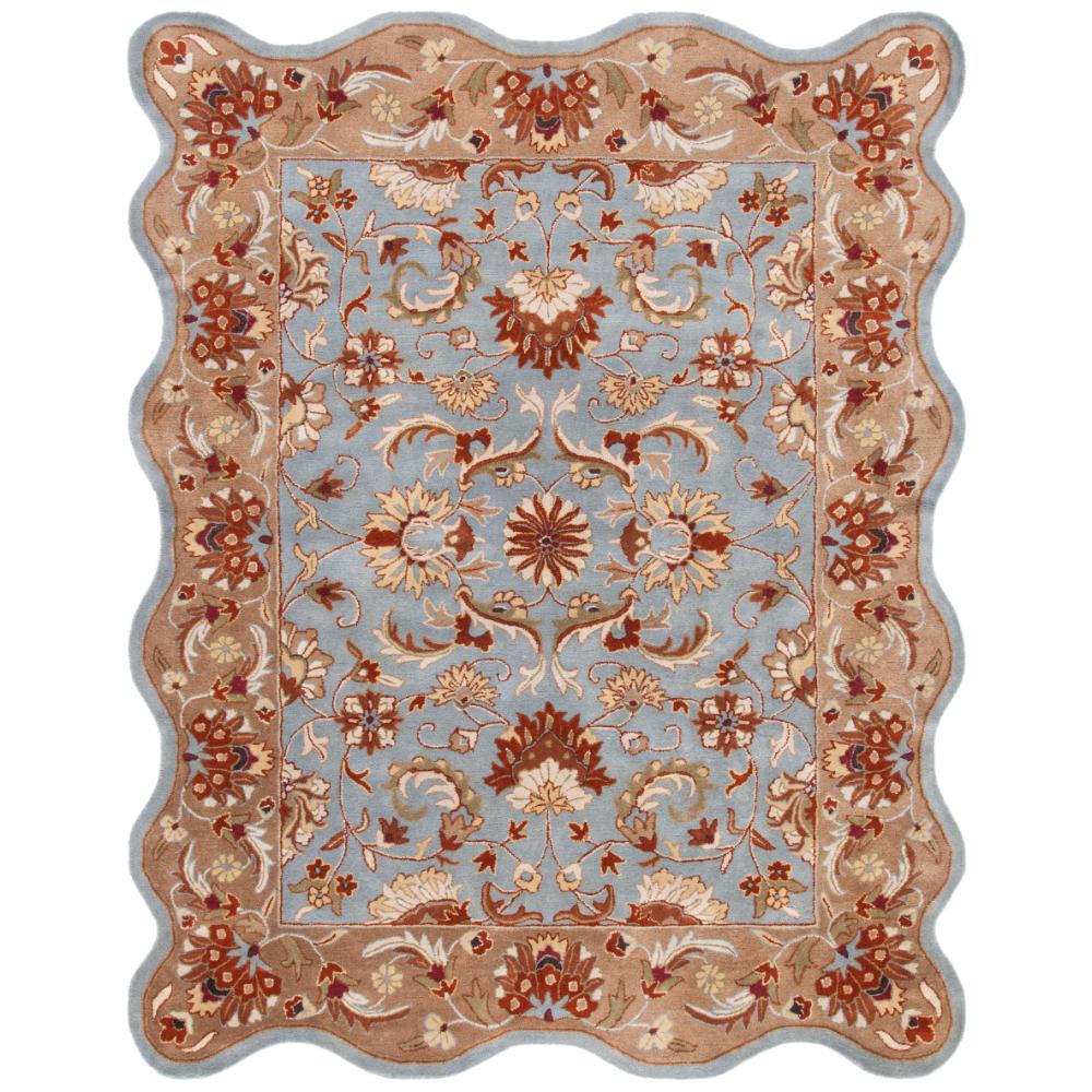 Safavieh HG822A-8S Heritage Area Rug in Blue / Beige with scalloped edges.
