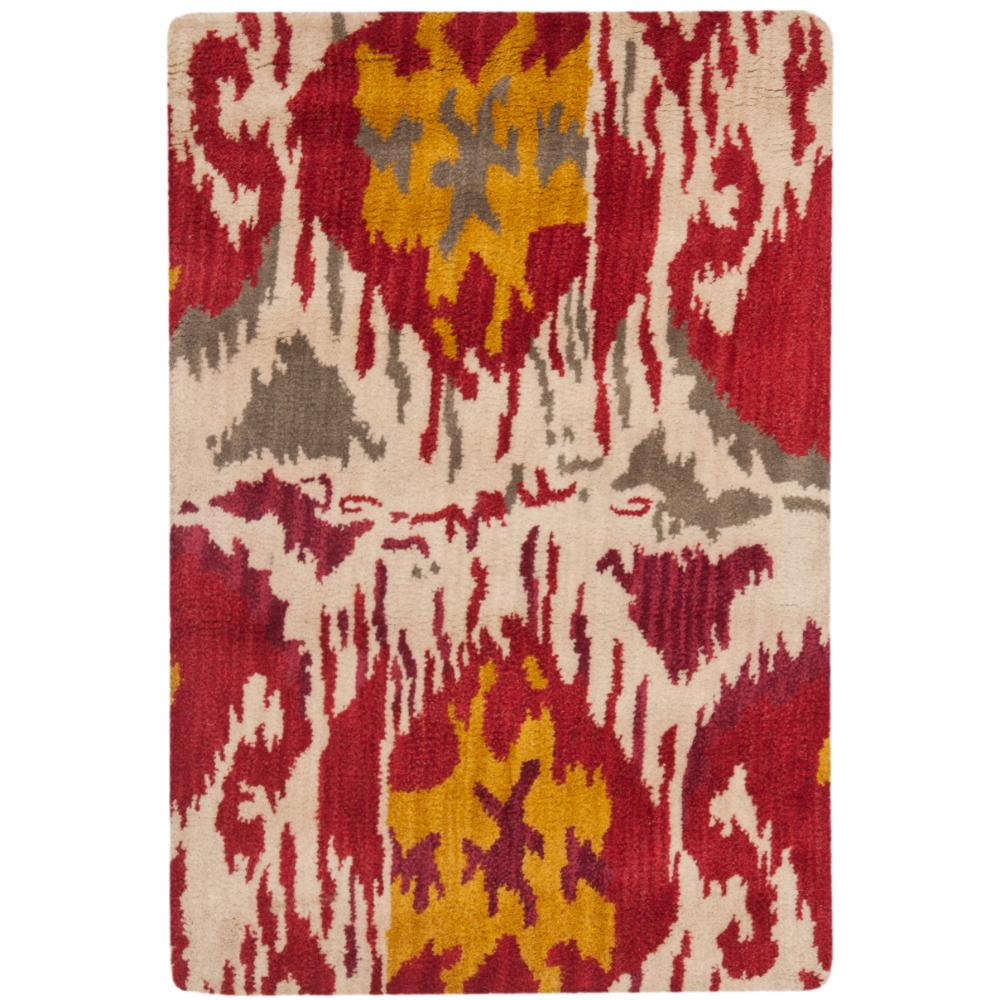 Safavieh IKT226A-4 Ikat Area Rug in Ivory / Red