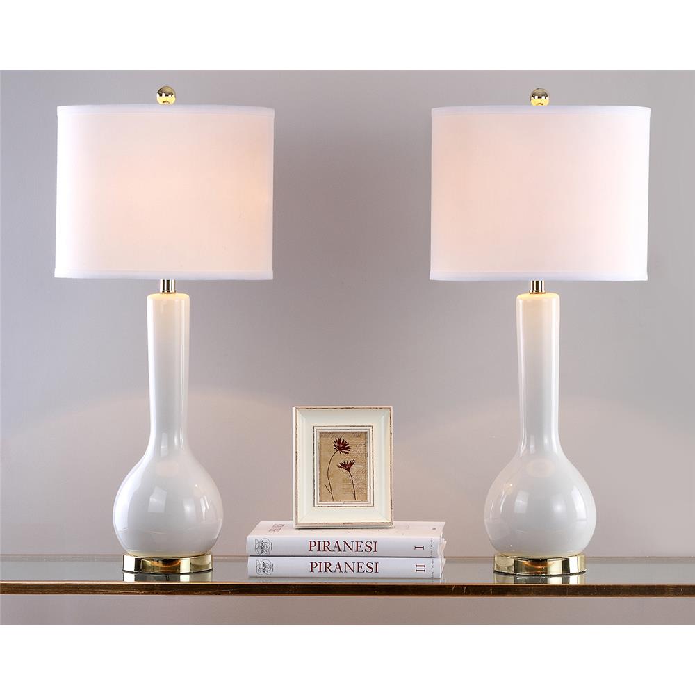 Safavieh LIT4091A-SET2 GOLD BASE AND NECK MAE 30.5-INCH H LONG NECK CERAMIC TABLE LAMP