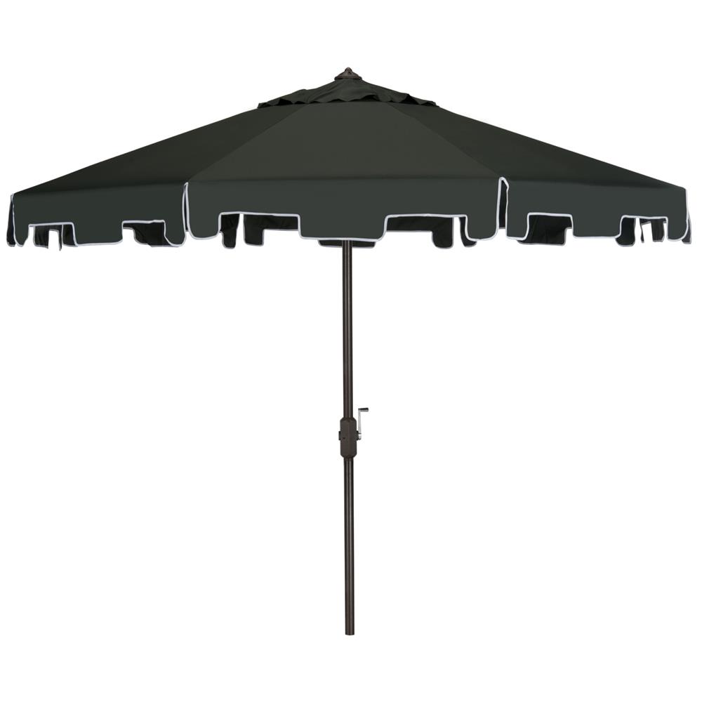 Safavieh PAT8000B Zimmerman 9 Ft Crank Market Umbrella With Flap