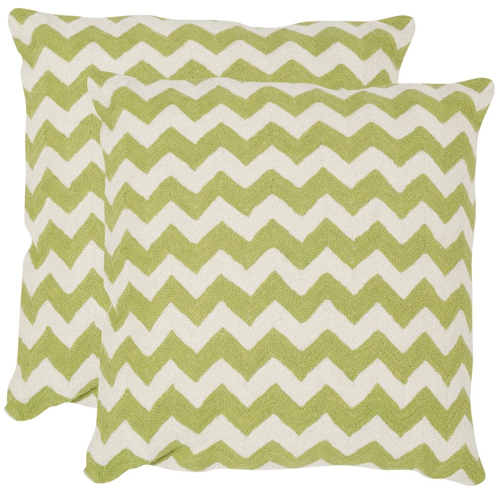 Safavieh Striped Tealea Chainstitch Lime / Green Pillow