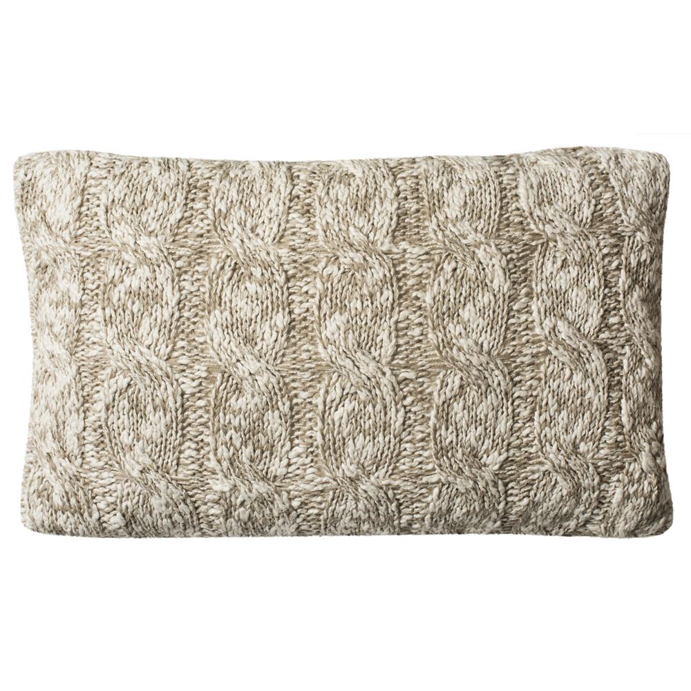 Safavieh PLS184A-1220 CHUNKY KNIT PILLOW in STONE / NATURAL