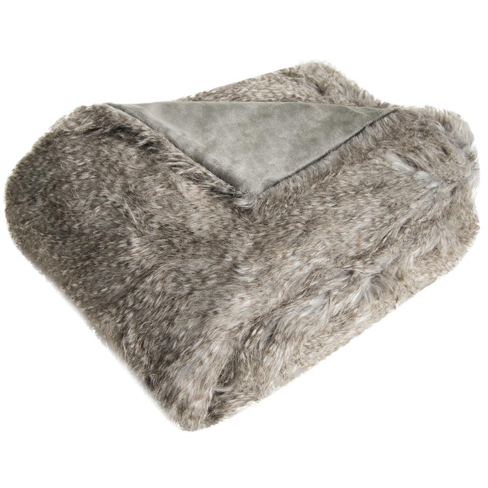 Safavieh THR727A-5060 FAUX LUXE PEACOCK THROW in GREY