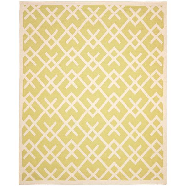 Safavieh DHU552A-10 Dhurries Area Rug in LIGHT GREEN / IVORY