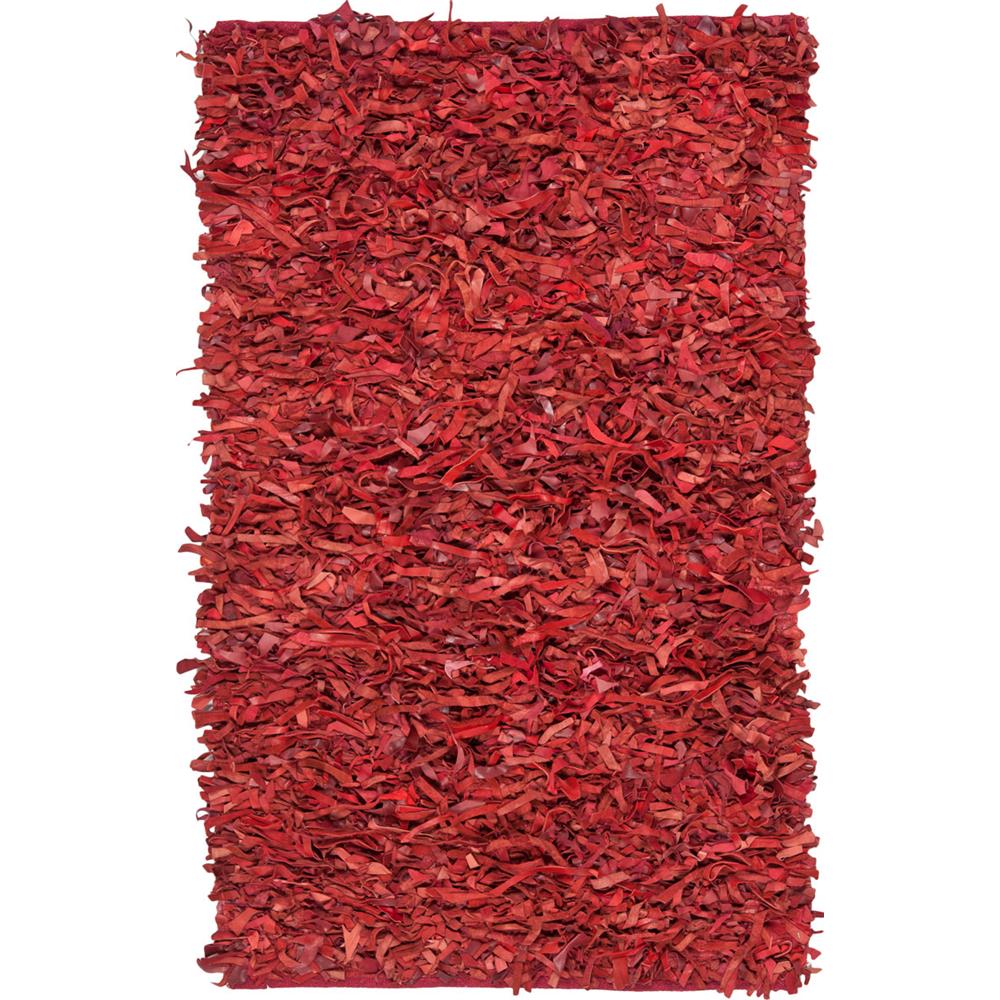 Safavieh LSG511D-5 Leather Shag Area Rug in RED