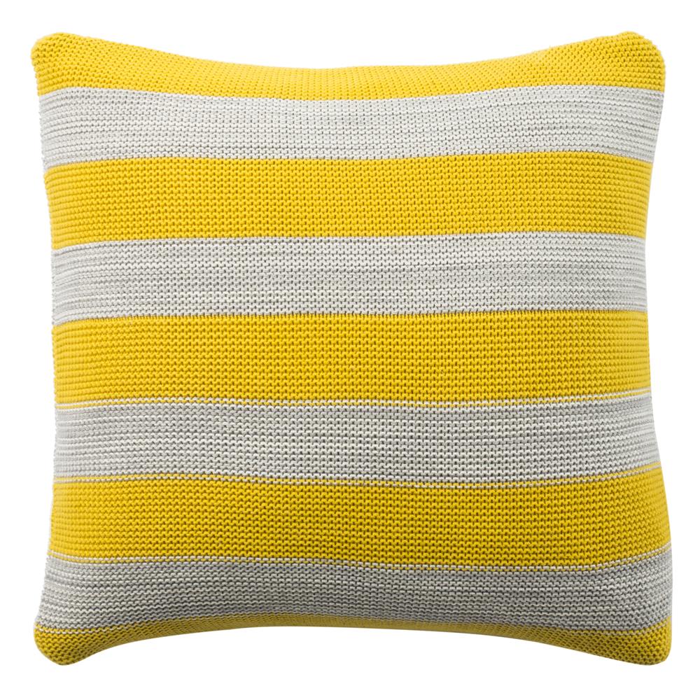 Safavieh PLS192A-2020 Sun Kissed Knit Pillow in Yellow/light Grey/natural