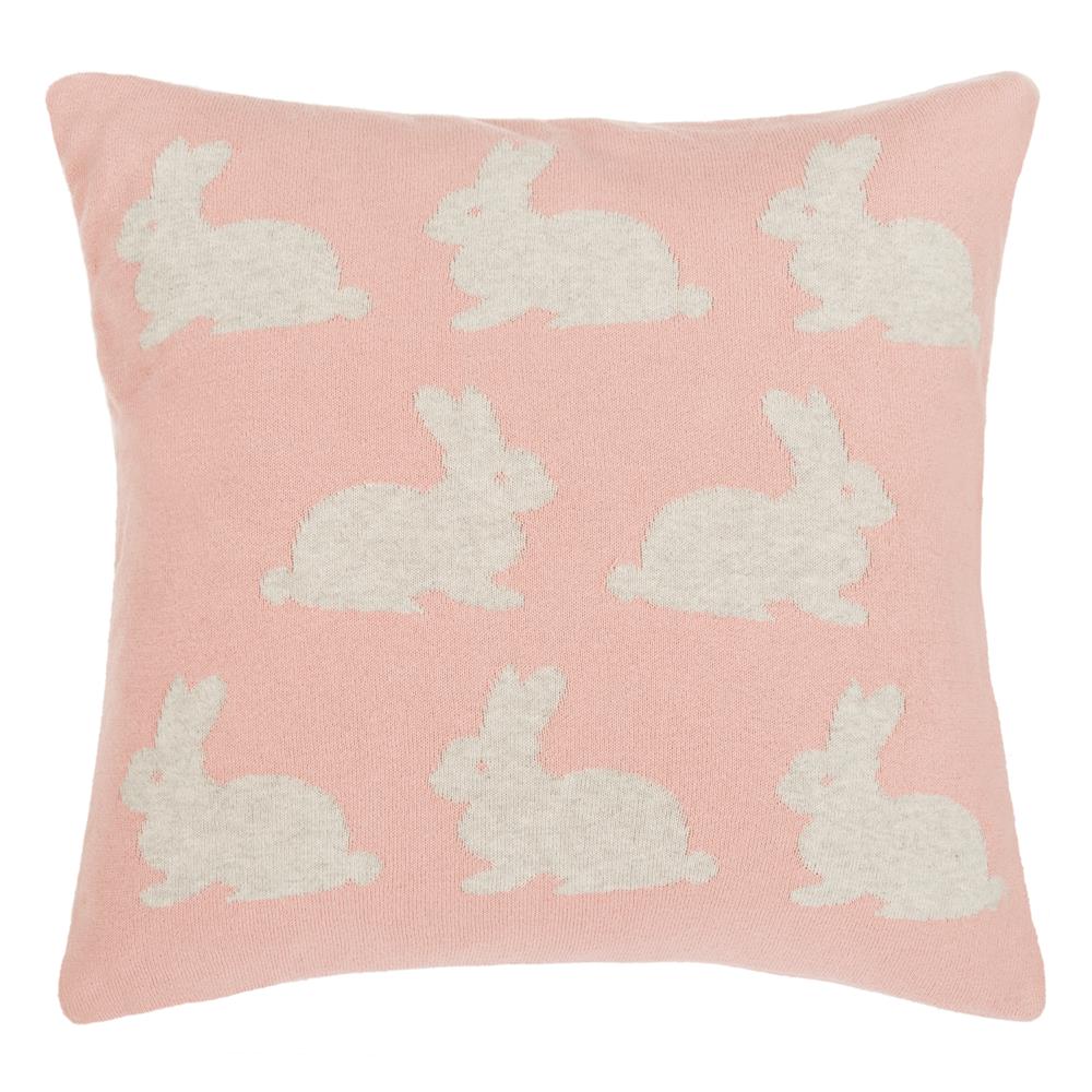 Safavieh PLS206A-2020 Bunny Hop Knit Pillow in Blossom/vanilla Grey