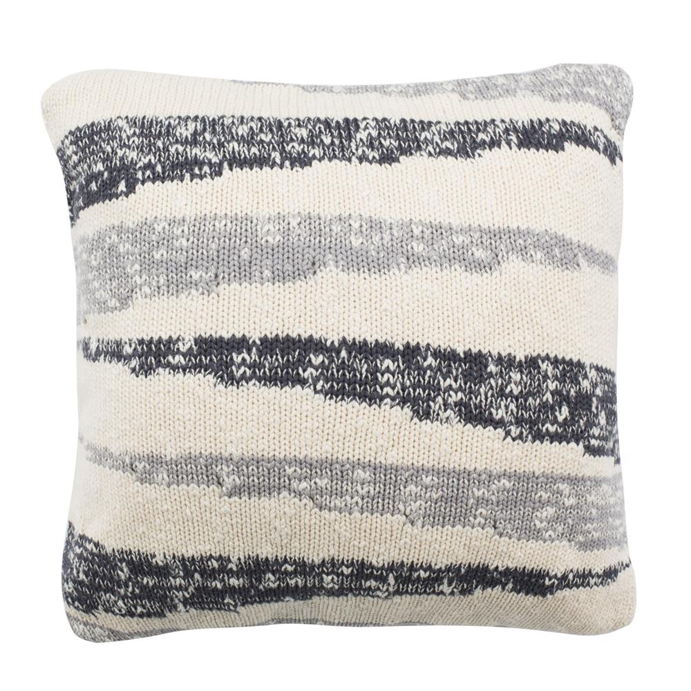 Safavieh PLS208A-2020 Imani Knit Pillow in Dark Grey/light Grey/natural