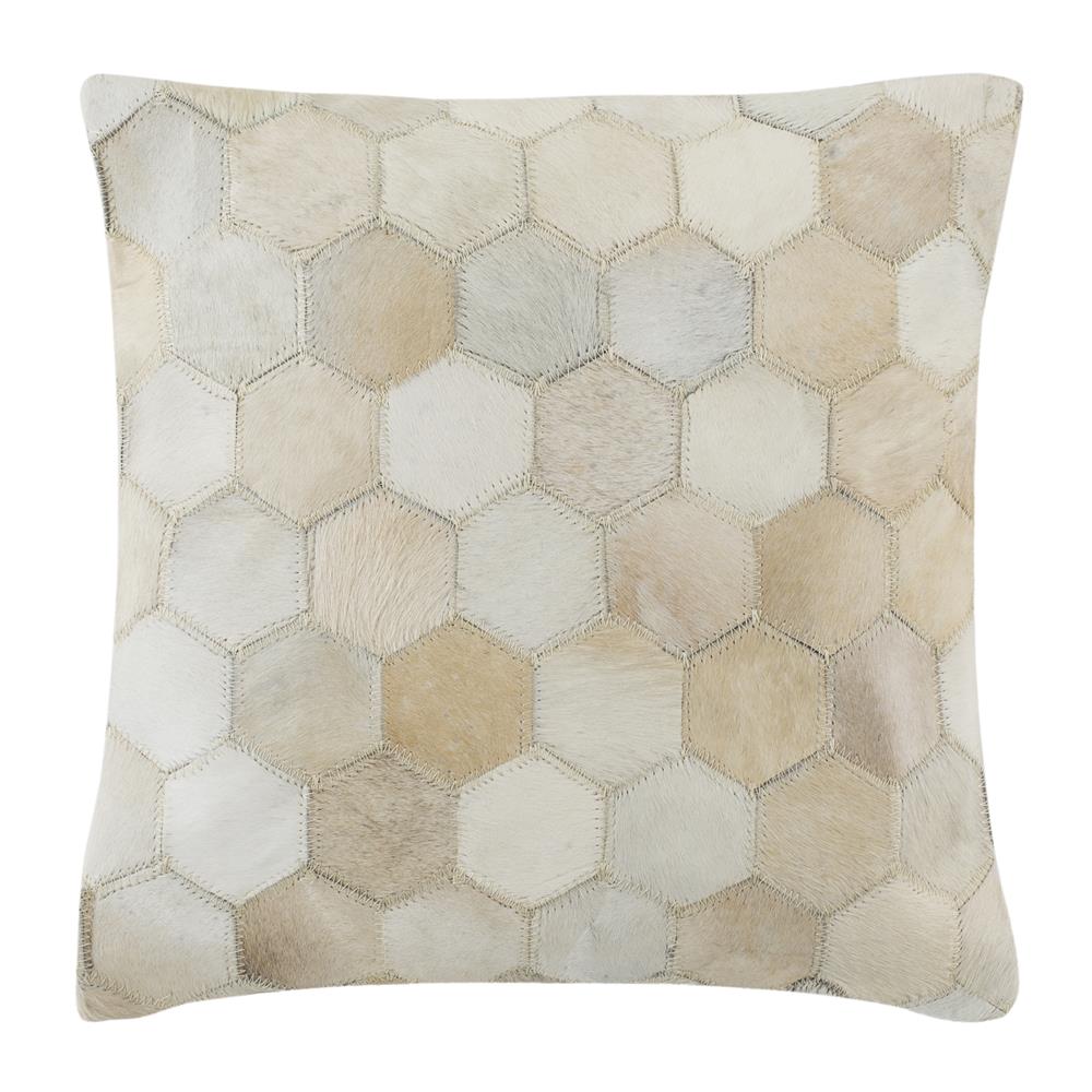 Safavieh PLS220A-1818 Tiled Cowhide Pillow in White