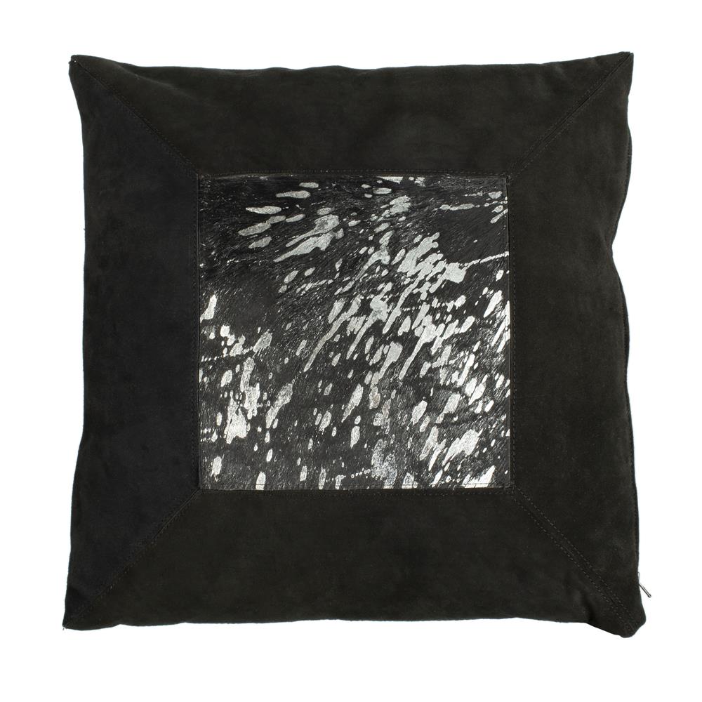 Safavieh PLS227A-2020 Sonoma Metallic Cowhide 20"x20" Pillow in Black/silver