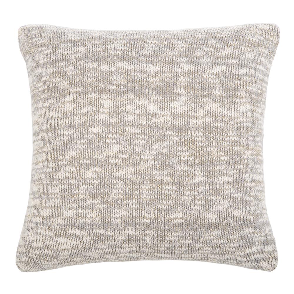 Safavieh PLS3000B-2020 Ralen Knit Pillow in Light Grey/natural/gold Lurex