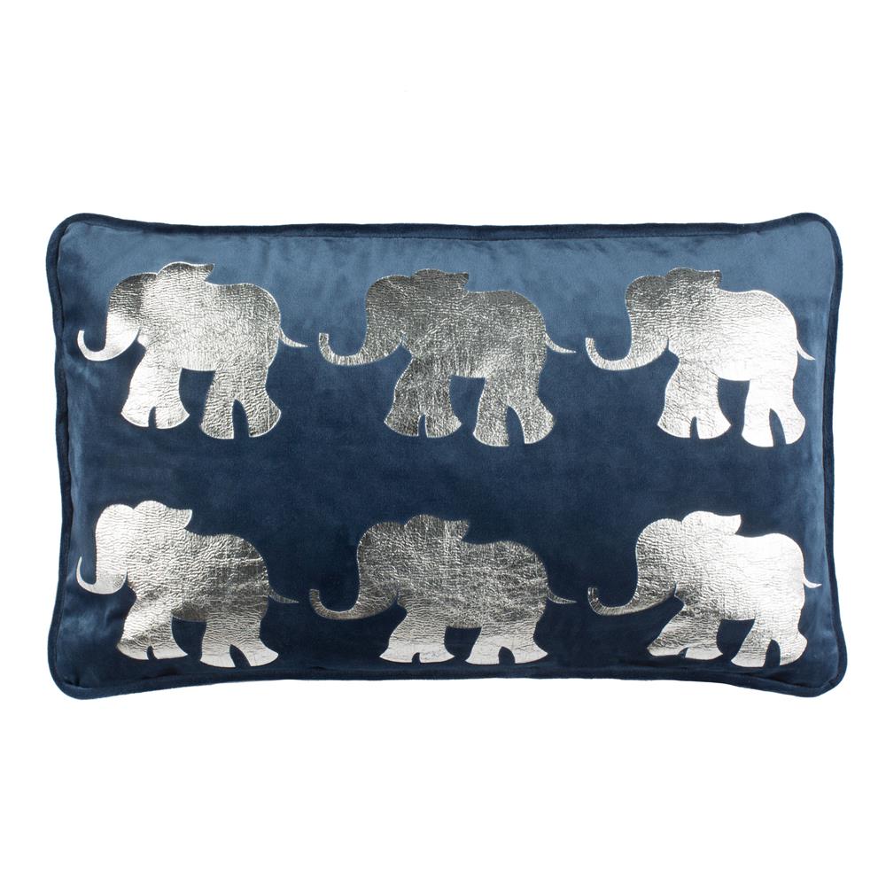 Safavieh PLS7063B-1220 Talin Elephant Pillow in Dark Blue/silver