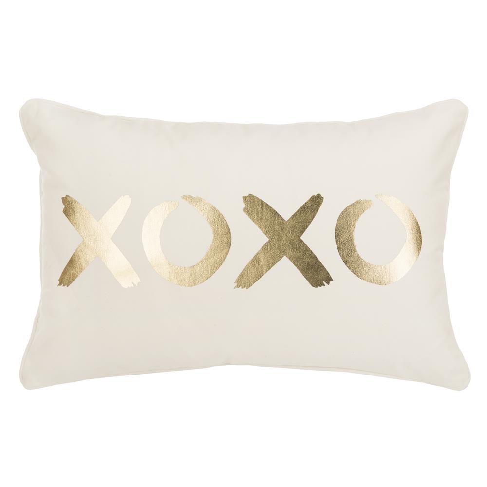 Safavieh PLS741A-1218 Hugs And Kisses Pillow in Gold/cream