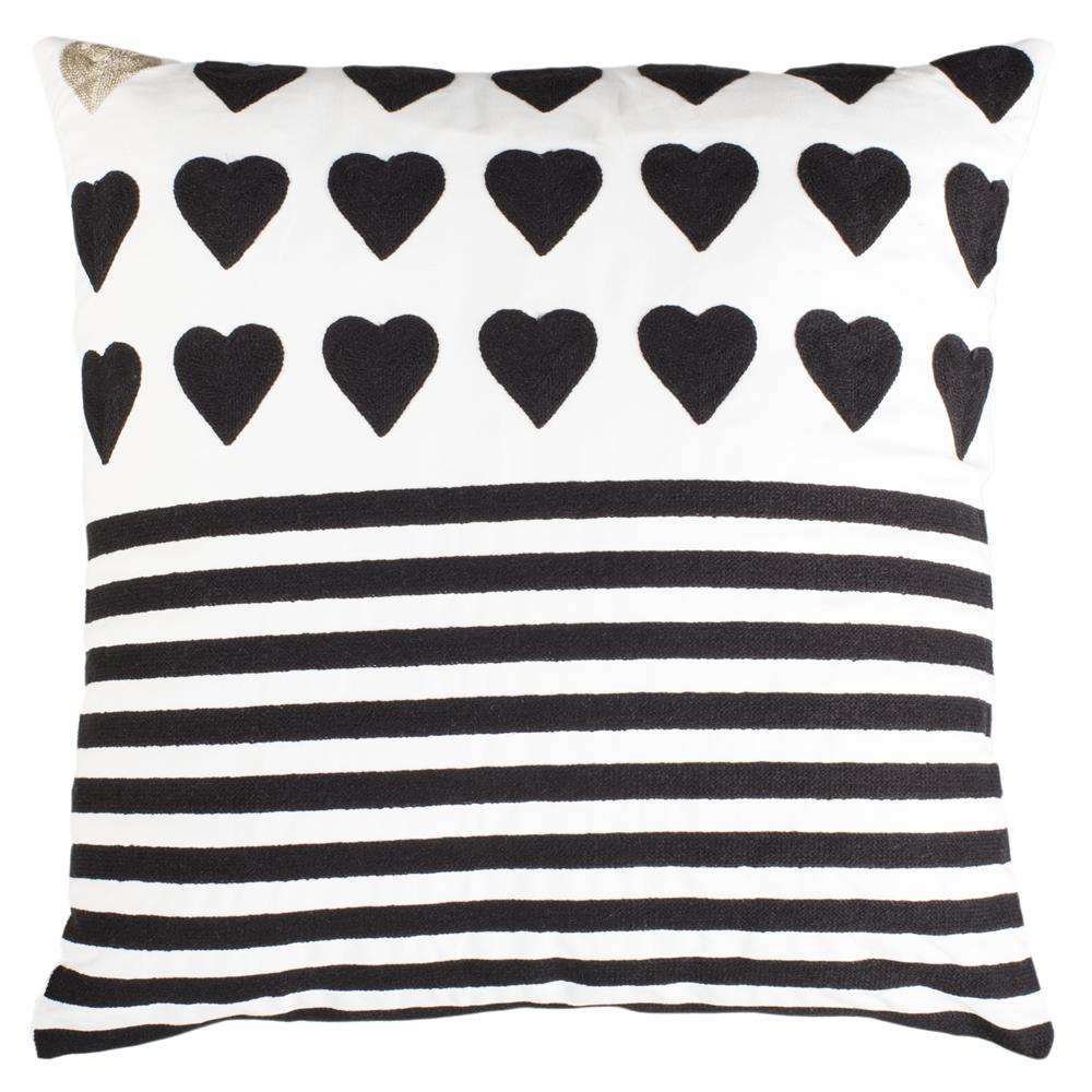 Safavieh PLS743A-2020 Striped Heart Pillow in Black/white