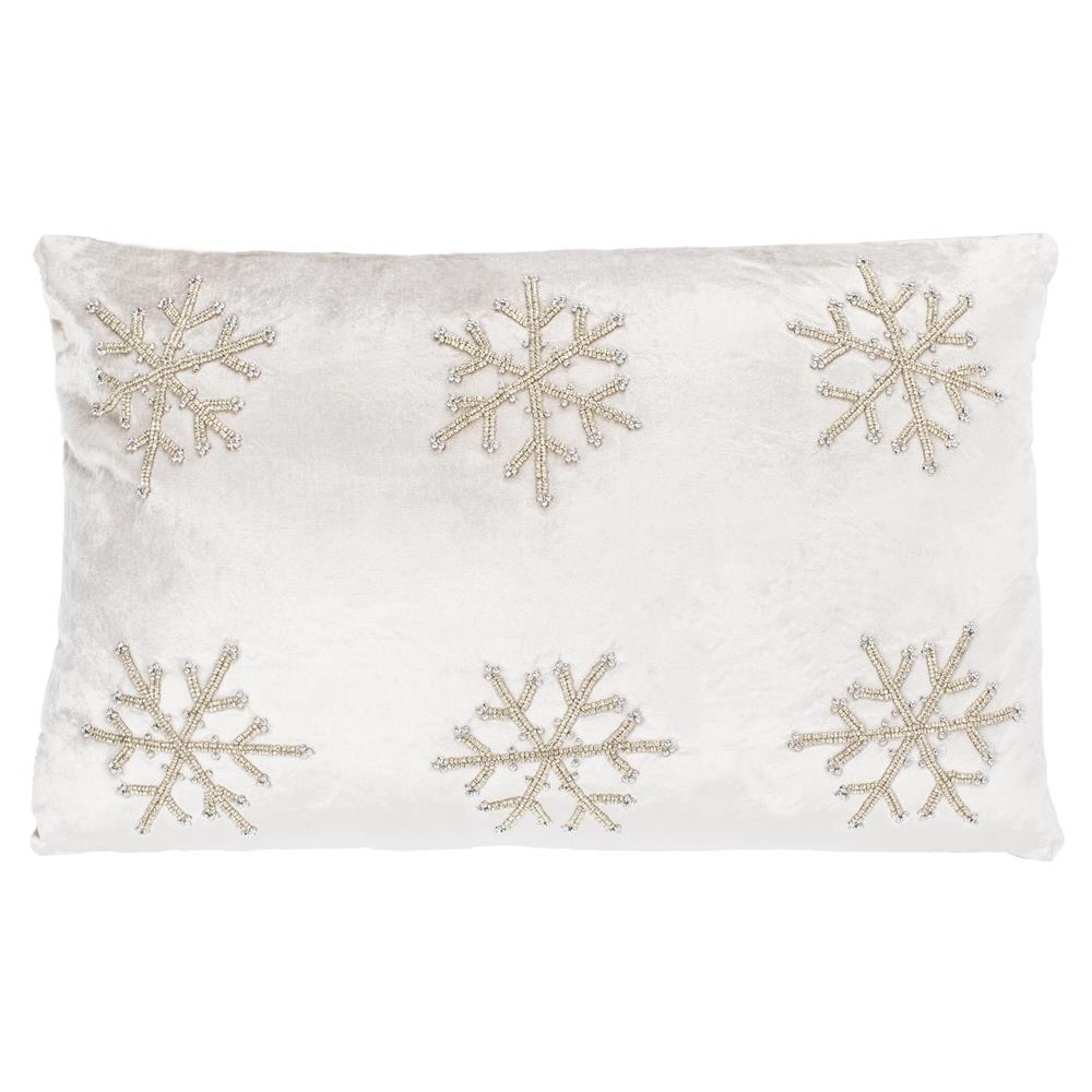 Safavieh PLS885A-1220 Sydnee Snowflake  Pillow in Beige/silver