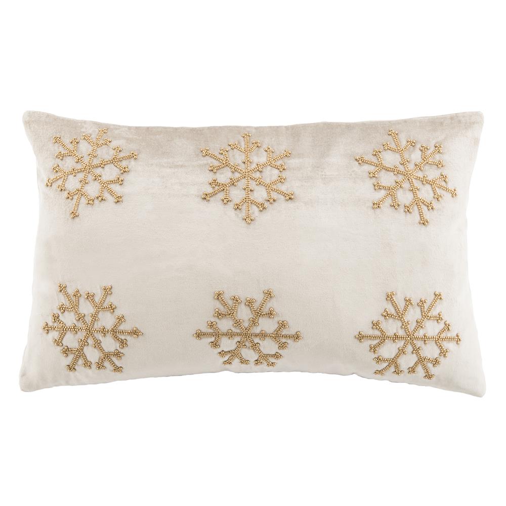 Safavieh PLS885B-1220 Sydnee Snowflake  Pillow in Beige/gold