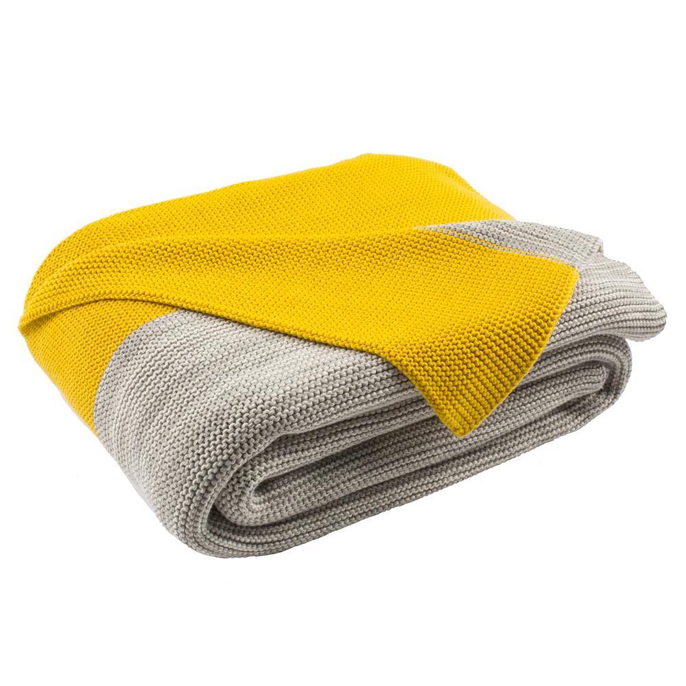 Safavieh THR192A-5060 Sun Kissed Knit Throw in Yellow/light Grey/natural