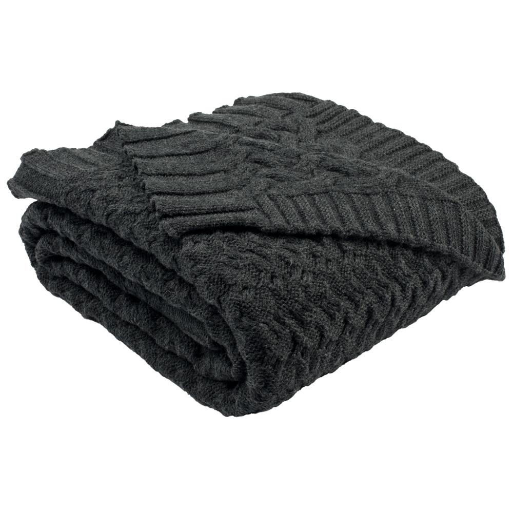 Safavieh THR194A-5060 Affinity Knit Throw in Dark Grey
