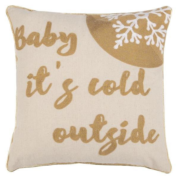 Safavieh PLS7103A-1818 COLD OUTSIDE PILLOW in BEIGE/GOLD