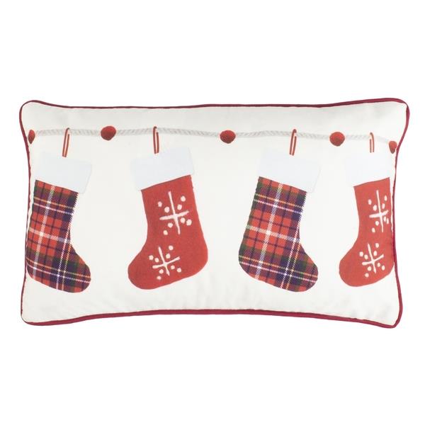 Safavieh PLS7106A-1220 HOLLY JOLLY PILLOW in IVORY/RED