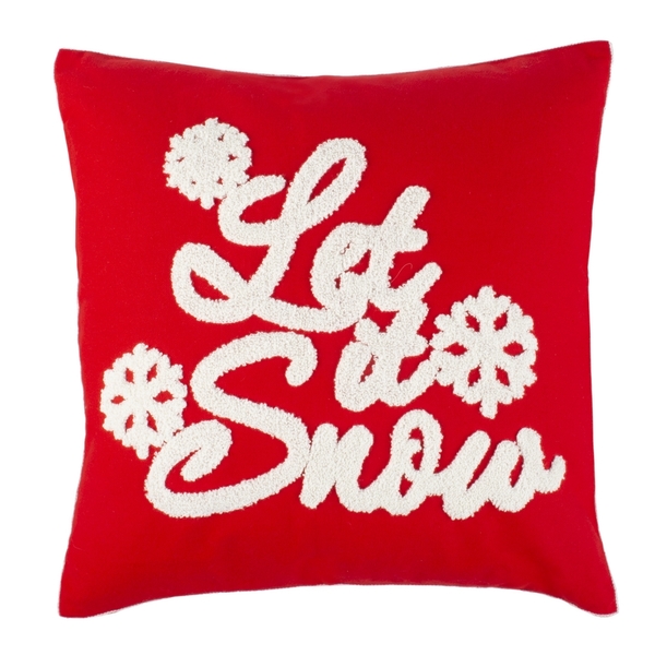Safavieh PLS7108A-1818 LET IT SNOW PILLOW in RED/WHITE