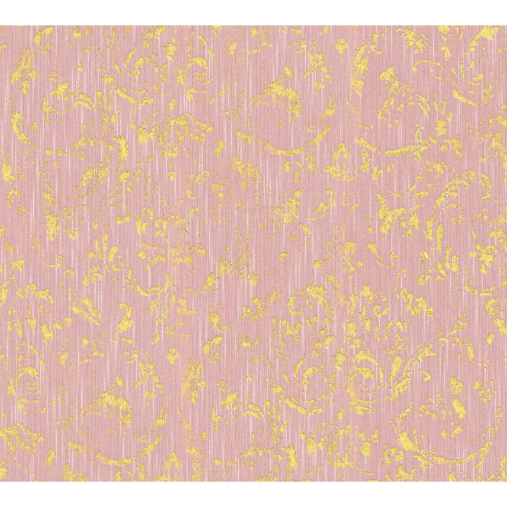 Architects Paper by Sancar 30660 Metallic Silk Damask Wallcovering in Pink