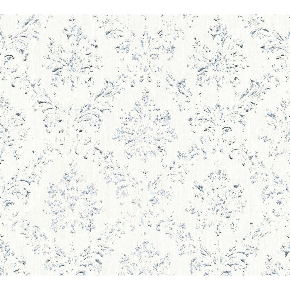 Architects Paper by Sancar 30662 Metallic Silk Damask Wallcovering in White