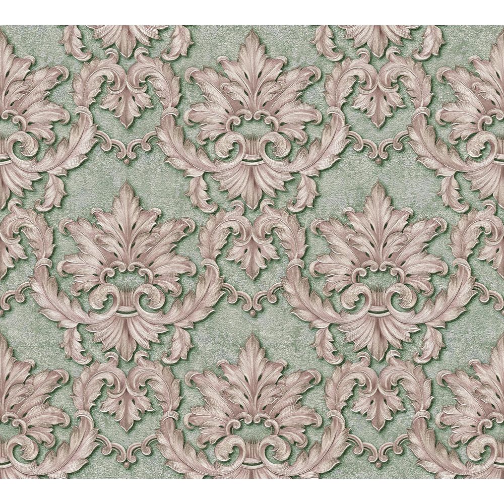 Architects Paper by Sancar 34370 Luxury Classics Damask Wallcovering in Green/Bronze/Violet