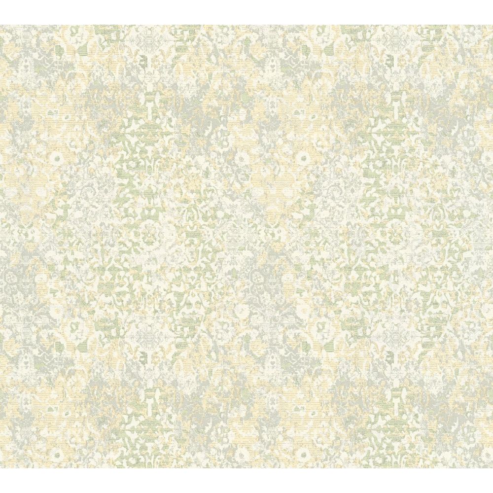 Architects Paper by Sancar 34375 Luxury Classics Damask Wallcovering in Green/Creme