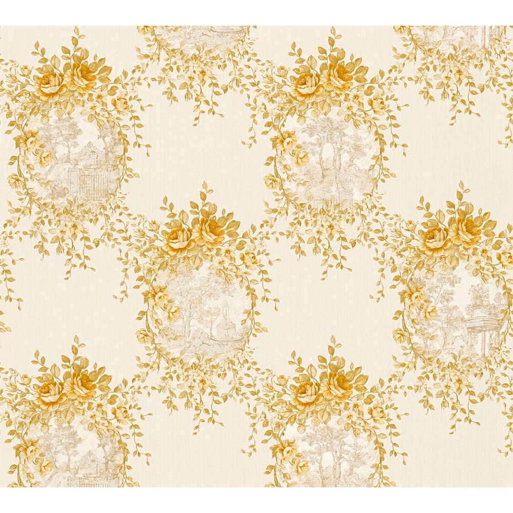 A.S. Creation by Sancar 34499 Chateau 5 Wallcovering in Gold/Beige