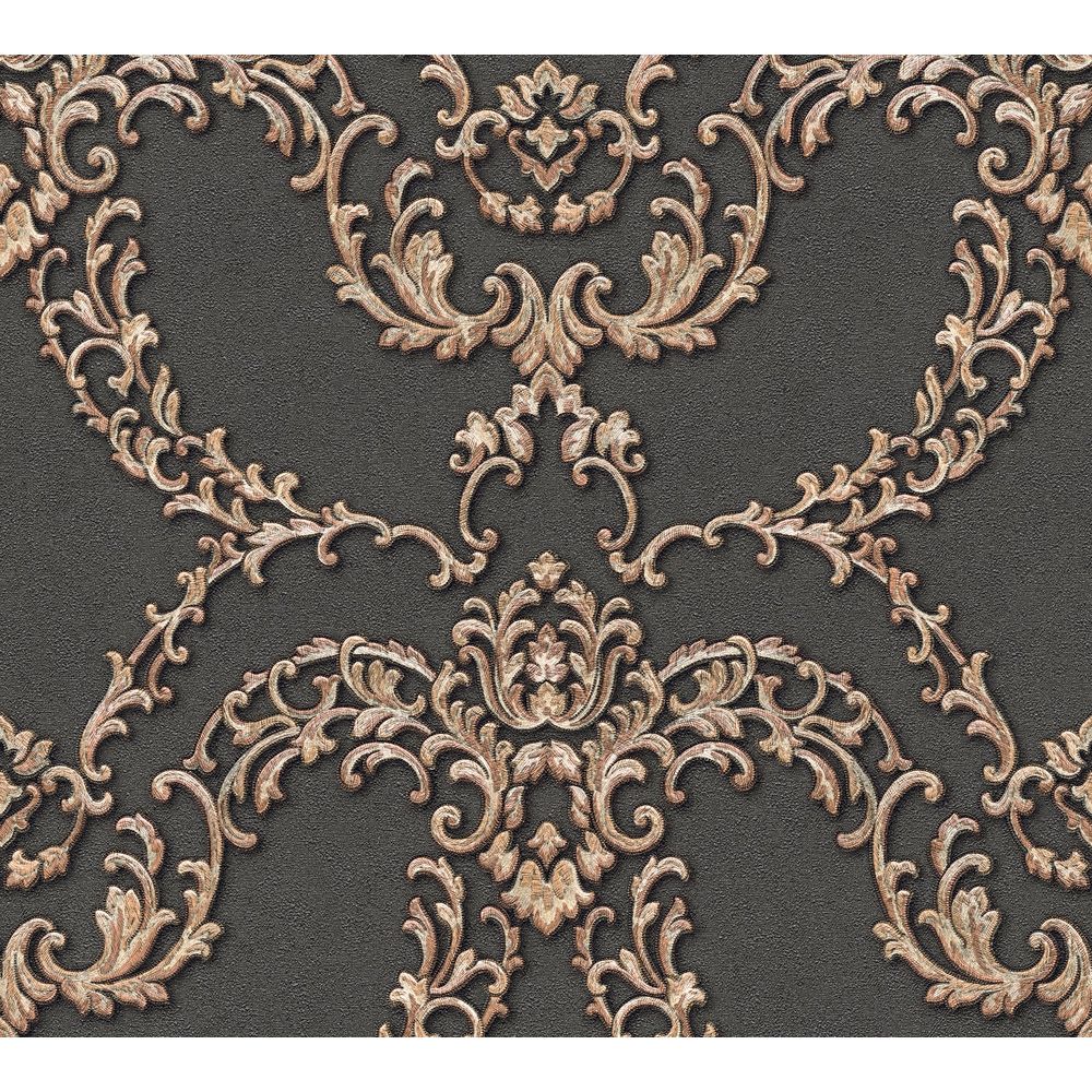 Architects Paper by Sancar 34777 Luxury Classics Damask Wallcovering in Black