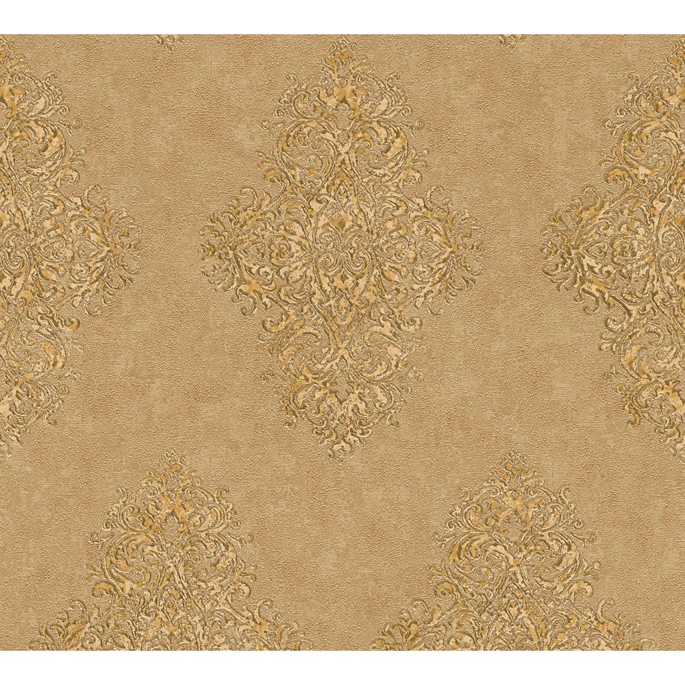 Architects Paper by Sancar 35110 Luxury Classics Damask Wallcovering in Gold/Brown/Beige