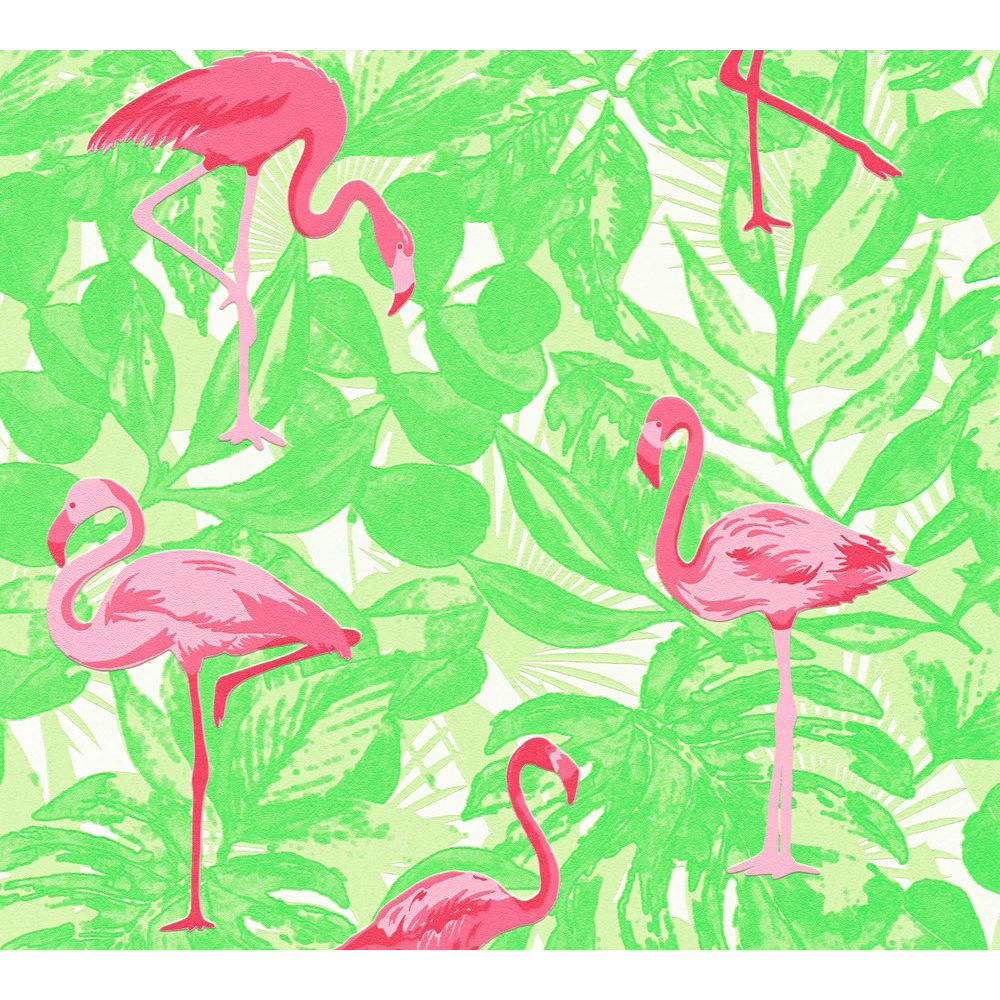 A.S. Creation by Sancar 35980 Boys & Girls 6 Animal Wallcovering in Pink/Green/Red/White