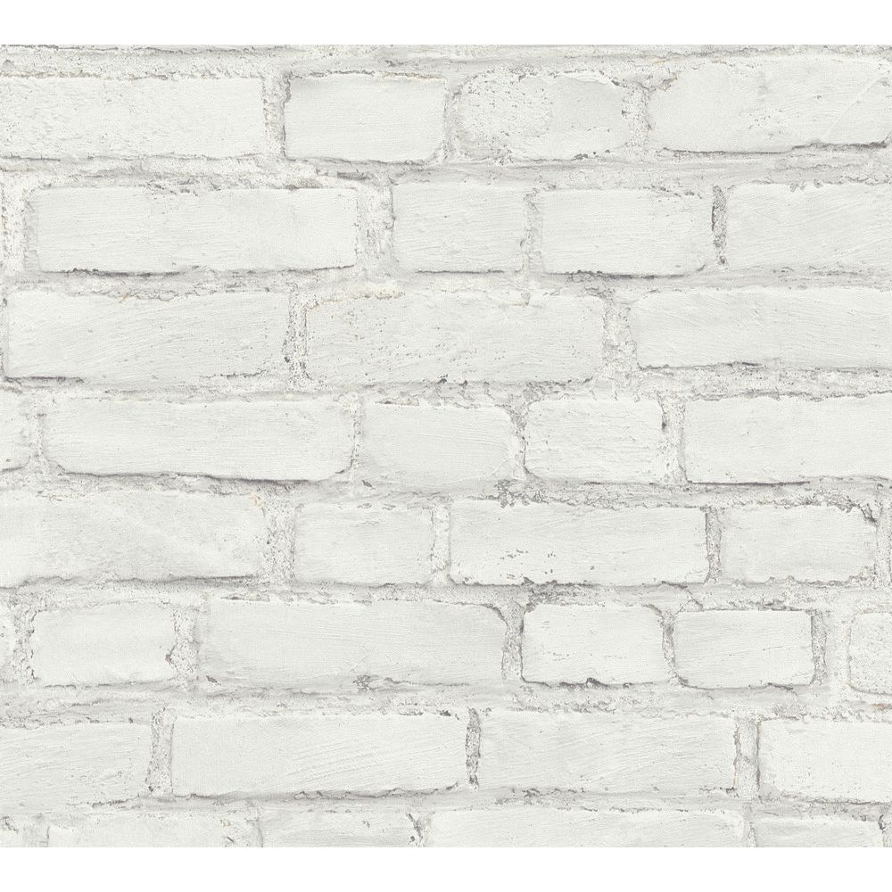 A.S. Creation by Sancar 37414 Elements Brick Wallcovering in White/Grey