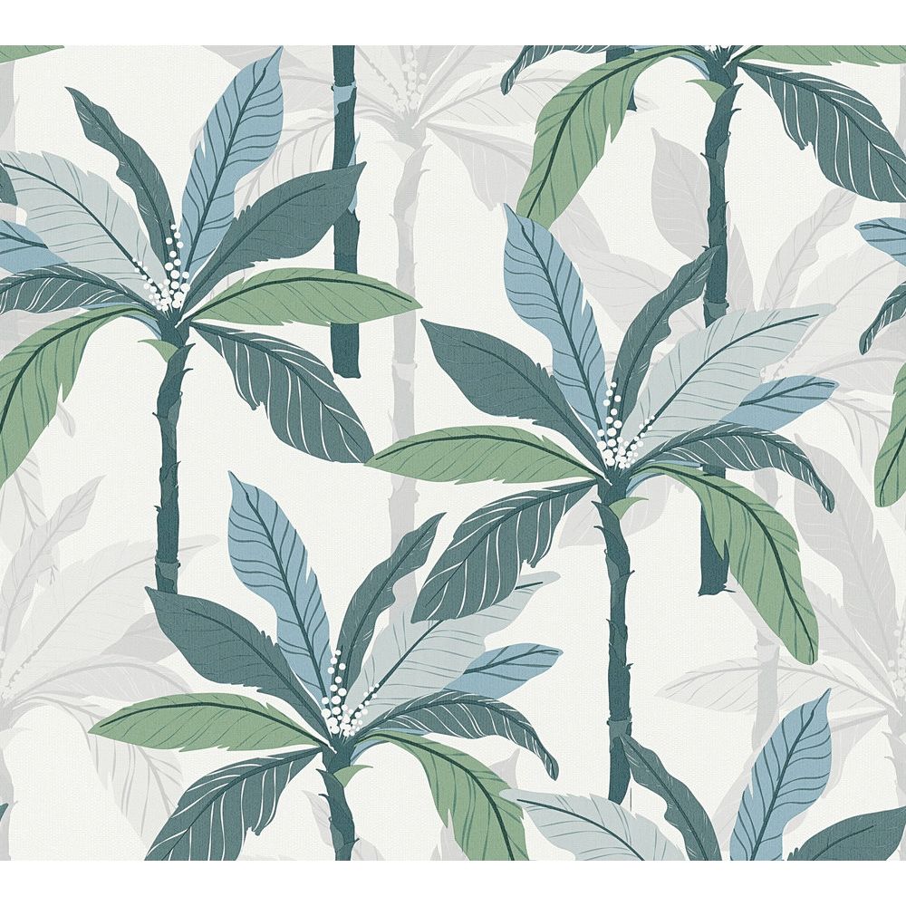 A.S. Creation by Sancar 37530 Geo Nordic Jungle Wallcovering in Blue
