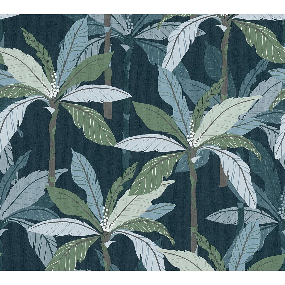 A.S. Creation by Sancar 37530 Geo Nordic Jungle Wallcovering in Green/Blue
