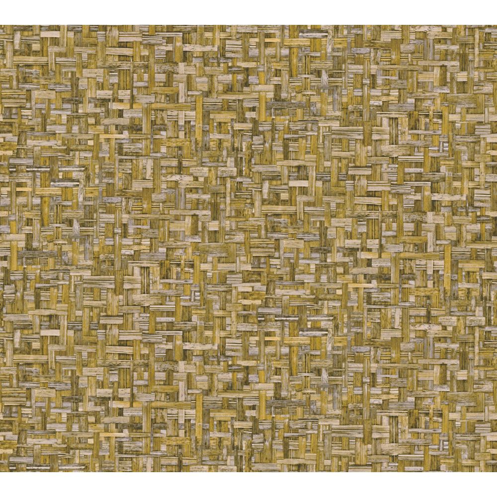 Architects Paper by Sancar 37706 Jungle Chic Wood Look Wallcovering in Yellow