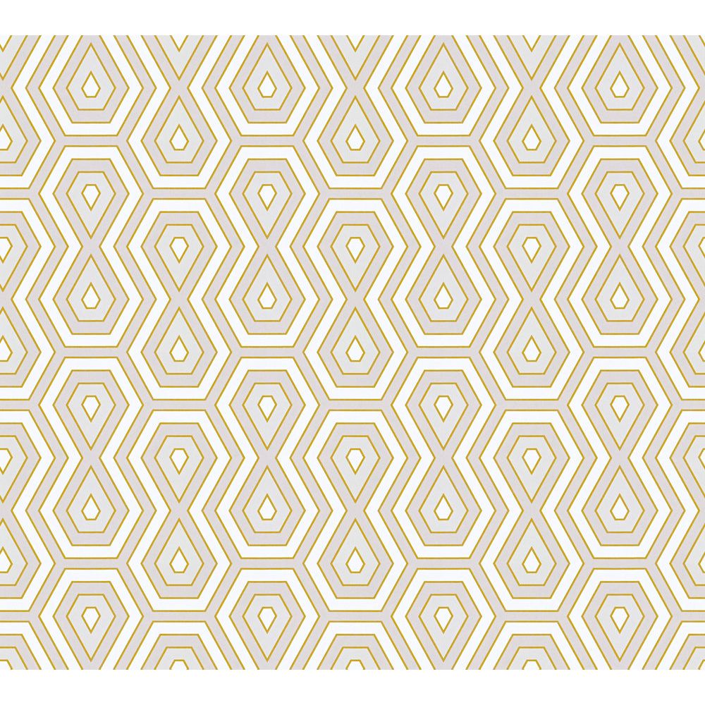 Architects Paper by Sancar 37707 Jungle Chic Retro Wallcovering in Gold/White