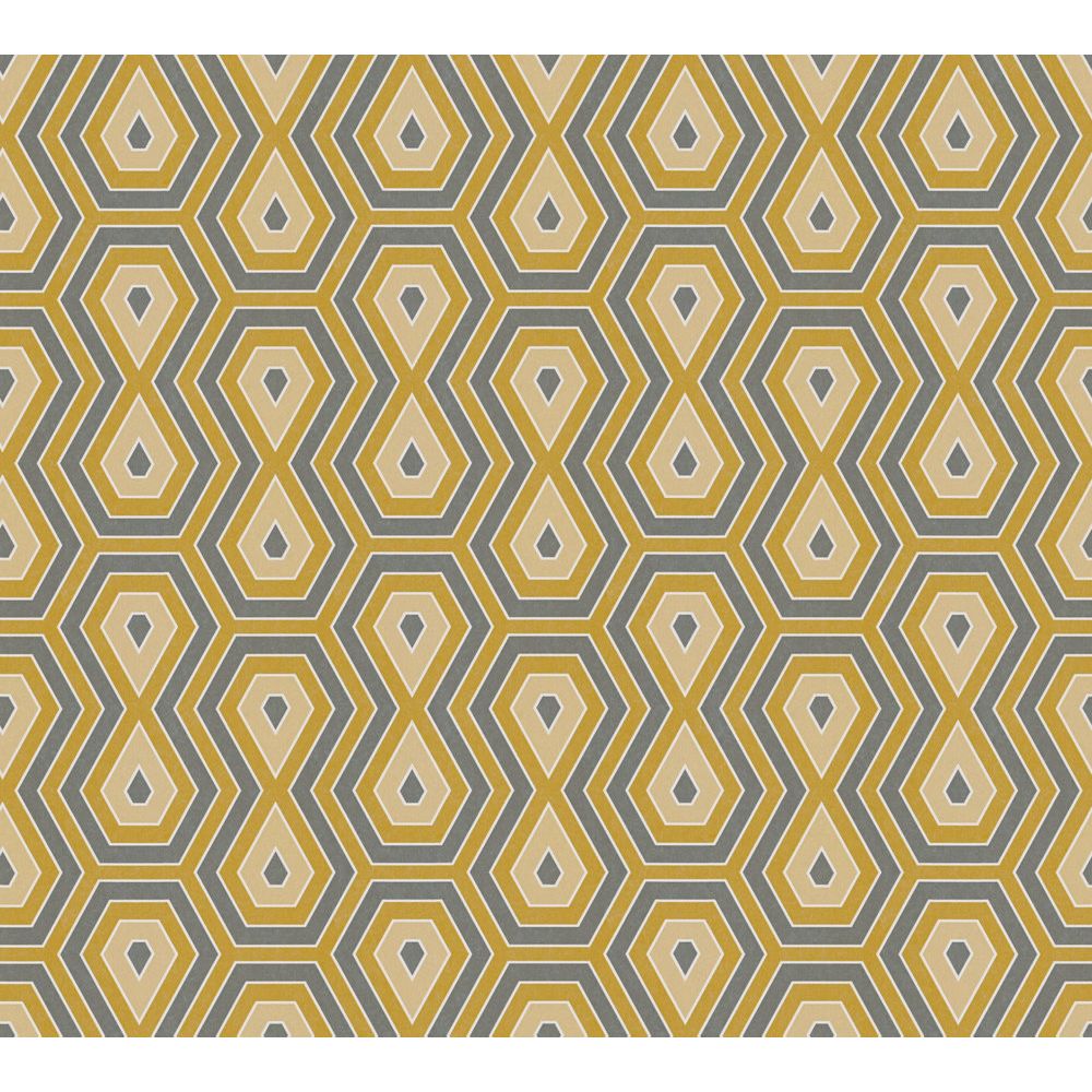 Architects Paper by Sancar 37707 Jungle Chic Retro Wallcovering in Yellow/Grey