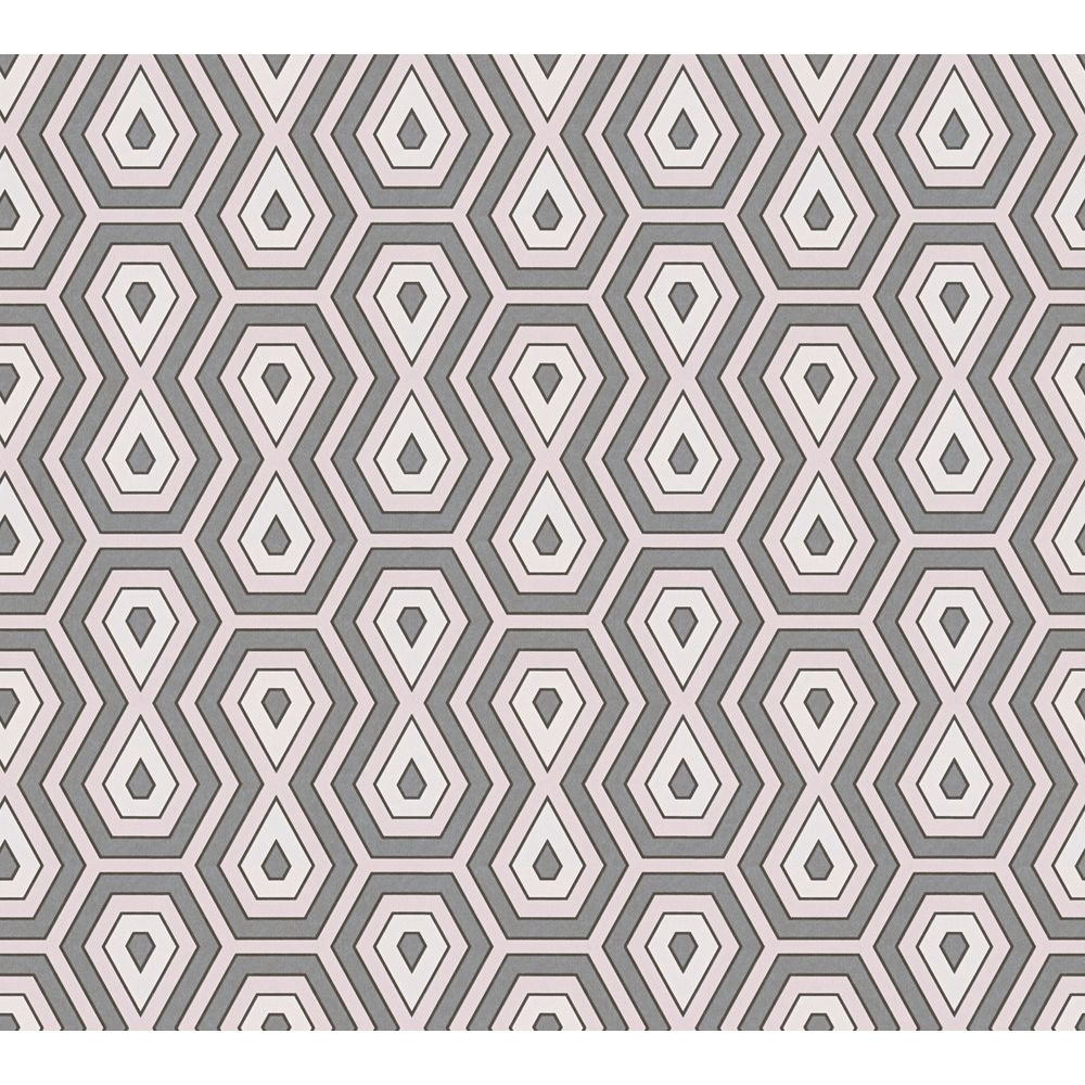 Architects Paper by Sancar 37707 Jungle Chic Retro Wallcovering in Pink/Grey