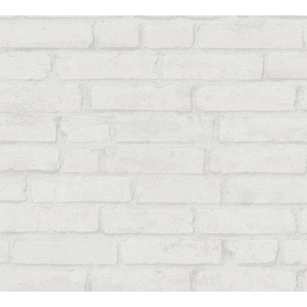 A.S. Creation by Sancar 37747 Elements Brick Wallcovering in White/Grey