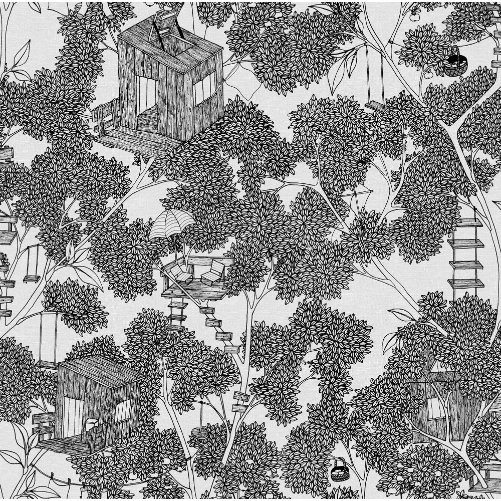 Rebel Walls R18011 Treehouse Graphite Wallpaper 